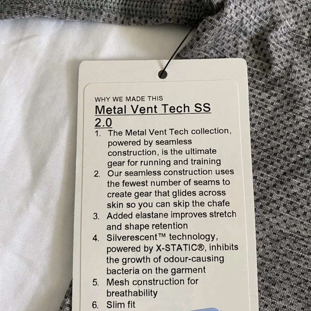 Lululemon Metal Vent Tech SS 2.0 LM3CX3S SLTE/WHT Slate/White Mens Size Large - Picture 5 of 5